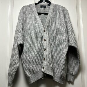 TRADER BAY Vintage 💯% Cotton Cardigan Sweater Gray Sz XLARGE